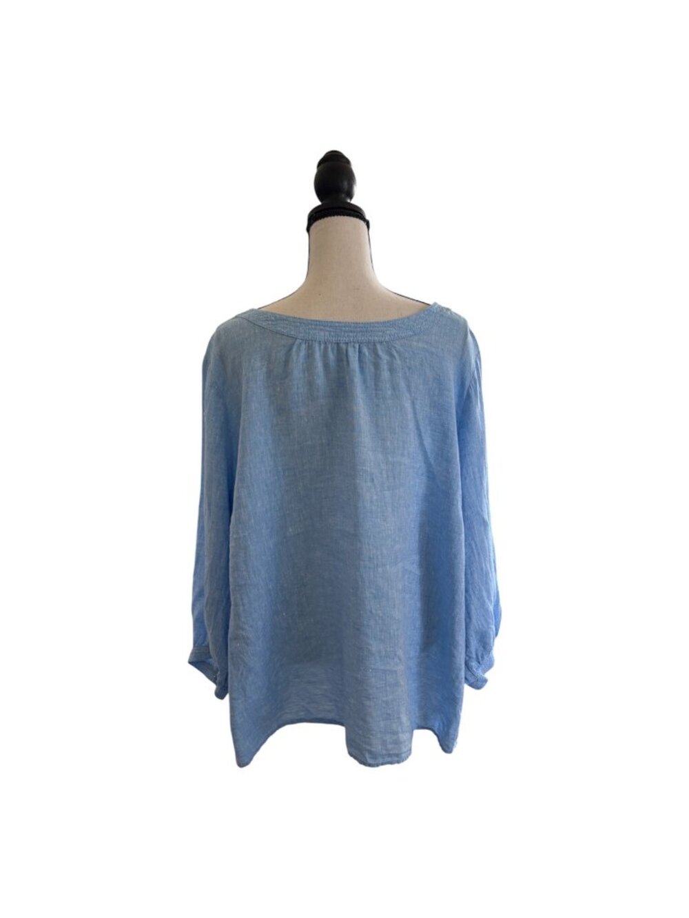 Talbots Plus Size 100% Linen Blouse Light Blue Summer Size 2X